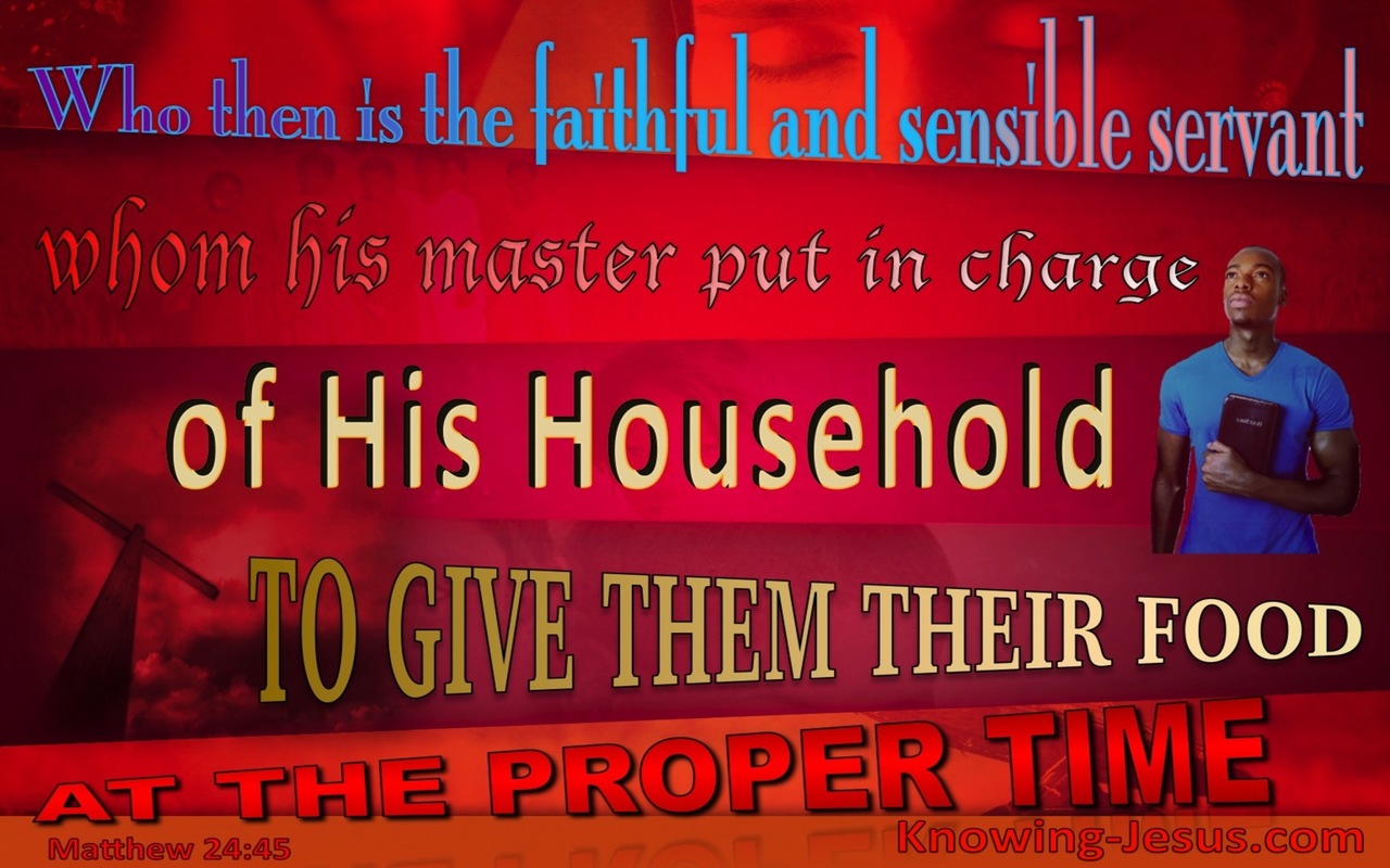 Matthew 24:45 Faithful Servant In Charge Of Household (red)